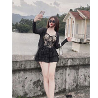 ❤️ SET 3 MÓN KÈM KHOÁC  Chất áo gấm phối ren,khoác tăm lạnh kèm chân váy ren xốp cao cấp hình chụp thật - Nxboutique