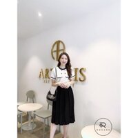 ❤️ Set áo thủy thủ cúc bọc mix chân váy xoè dài cực xinh ❗️❗️