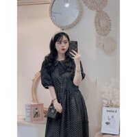 ❤️ VÁY CHẤM BI ĐEN CỔ SEN BÈO BABY DOLL