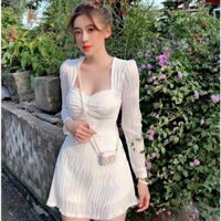 ☘️ Váy cúp ngực đầm dáng xòe tiểu thư chất voan xốp kiểu công chúa