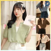 [A035] SET 2 ÁO LIỀN NHAU len thun hàng dệt kim Montoghi Quảng Châu cổ V dáng bí croptop nữ ngắn nhúm eo siêu xinh – L2M (Top Áo len thun Nữ Nhung Women ) 【 hoa hồng 】