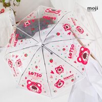 A.042 Ô dù trong suốt gập tự động TS Gấu dâu Lotso fruit strawberry happy