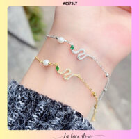 [A0573LT] Lắc tay bạc, bạc xi vàng La Luce - Hình rắn mix trai dành cho nữ