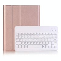 A102B cho iPad 10,2 inch 2019 Bao da bàn phím Bluetooth siêu mỏng có thể tháo rời với chức năng chân đế & khe cắm bút (Vàng hồng)