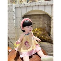 A140 - Set Bộ Áo Cổ Yếm 2 Lớp Phối Quần Lụa Suông Kèm Bờm Xinh