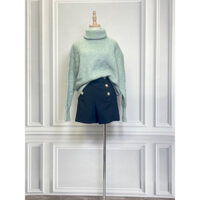 A1445 Áo len cổ lọ ZARA hàng hiệu chính hãng thời trang nữ màu xanh mint size S secondhand thanh lý ký gửi