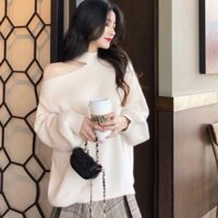 [A166] CHUNEWON ÁO LEN TRỄ VAI FORM RỘNG, XẺ VAI MẶC GIẤU QUẦN