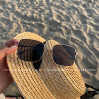 [A1]Kính râm mát gọng kim loại chữ nhật chống tia uv thời trang trendy cho nam và nữ