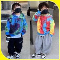 A201- Áo hoodie bé trai màu loang size 90 -140, quần áo trẻ em thu đông phong cách hàn quốc