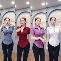 A22 - Áo Sơ Mi Body Nhún Kiểu Tay Cộc Mai Bùi Store.