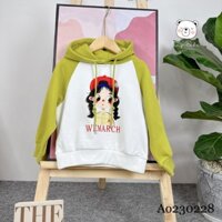 (A228) Áo hoodie tay phối màu in hình cô gái dễ thương cho bé gái 16-30kg - Tiny Bébe