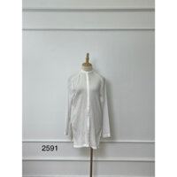 A2591 Áo váy sơ mi mỏng EMIGO Hàng hiệu chính hãng thời trang nữ màu trắng size S Secondhand thanh lý ký gửi