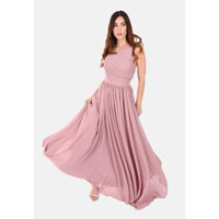 A28 - Đầm dự tiệc dáng dài 1 vai Hy Lạp sẵn mút ngực - màu hồng - eo 65 dưới 55kg