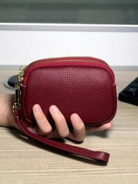A3 Da Chính Hãng Mini Handheld Zero Wallet Lady Double Layer Zipper Túi Nhỏ Công Suất Lớn Son Mô