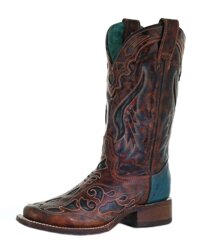 A3813 Honey Green Laser Square Toe Boots