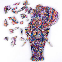 A3/A4/A5 Unique Shape Wooden Ivory Puzzle Toy Jigsaw Pieces Purple Elephant Early Education Puzzle Art Toys Gifts for Fa