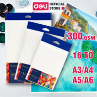 A3A4A5A6 Giấy Vẽ Màu Nước Tệp 16 Tờ 300Gsm A3  A4  A5  A6 Chuyên Dụng Hạng Hoạ Sĩ Watercolor Paper Cao Cấp Finenolo Deli - Dùng Cho Màu Nước Gouache Acrylic Nhiều Cọ - EC270 - 16 tờ A6 300gsm