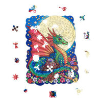 A4 Wooden Moon Dragon Jigsaw Puzzle DIY Unique Shape Pieces Animal Gift Mysterious Early Education Toys for Childrens Ad
