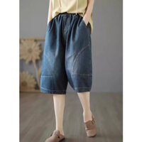 A608 Quần lửng jeans bigsize freesize dành cho người mập kiểu dáng thụng cạp chun thoải mái