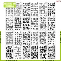Aa 24 Bộ Bảng Chữ Cái Vẽ Bản Mẫu Stencil Tranh Dập Nổi Sổ Lưu Niệm