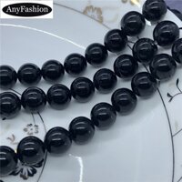 Aa Đen Tourmaline Jet Aphrizite Hạt 4-12mm Tròn Đá Rời Tự Nhiên DIY