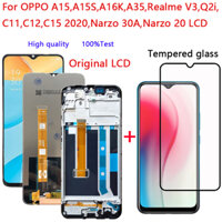 Aaa + LCD Chính Hãng Cho OPPO A15, A15S, A16K, A35, Realme V3, Q2i, C11, C12, C15 2020, Narzo 30A, Narzo 20 Màn Hình Cảm Ứng Có Khung Bộ Số Hóa Thay Thế + Kính Cường Lực
