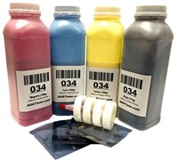 AAA Toner Refill Kit for Canon 034, Canon MF820Cdn MF810Cdn, C1225 if and 4 Reset Chips (Black, Cyan, Magenta, Yellow, 4-Pack)