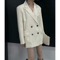 ❤️❤️❤️áo khoác vest giả da màu kem Ban.su❤️