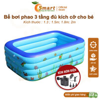 ⚡️𝐅𝐑𝐄𝐄𝐒𝐇𝐈𝐏⚡️Bể bơi phao 3 tầng đủ kích cỡ cho bé, bể bơi đáy chống trượt cao cấp cho bé tặng kèm bơm