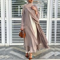 Abaya Áo Choàng Cardigan Size Lớn Cho Phụ Nữ Hồi Giáo (Không Kèm Khăn Trùm Đầu)