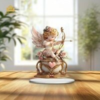 Abbraccia Thần Tình Yêu Cupid Ký Quà Tặng Để Bàn Giáng Sinh 2D Phẳng Acrylic Bàn Trang Trí