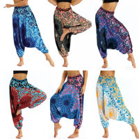 ABC Women Summer Loose Yoga Trousers Baggy Boho Aladdin Jumpsuit Harem Pant New 2020