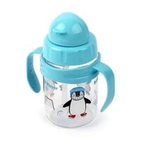 ABF633B-Bình nước giành cho trẻ em có ống hút và quai cầm 270ml-Xanh dương