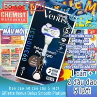 ☄️BILL ÚC☄️ Dao cạo nữ 5 lưỡi Gillette Venus Deluxe Smooth Platinum + 2 Blade Refills