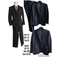 ❤️Bộ Vest Blazer Nam Đen Mờ  sọc xám Lỗi 1 vài chỗ bóng sale 1m75 2hands(Hàng Si Nhật Bản)