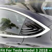 Abs Cửa Sổ Phía Sau Cánh Xẻ Tà Tam Giác Cánh Louver Trang Trí Viền Bao Viền Phù Hợp Cho Tesla Model 3 2018 - 2021 Phụ Kiện Xe Hơi