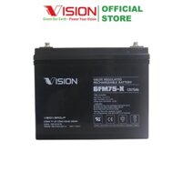 Ắc quy 12V-75Ah Vision 6FM75-X cho lưu điện, UPS , Thiết bị điện, Viễn thông, Cửa cuốn, Thiết bị chiếu sáng.