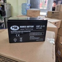 Ắc quy HAMES HM7.2-12; bình 12v-7.2ah cho lưu điện ups cửa cuốn, loa kéo