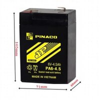 Ắc quy Pinaco Đồng Nai 6V 4.5ah dùng cho quạt sạc, đèn khẩn cấp, cân điện tử, xe đồ chơi trẻ em