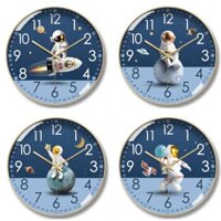 AC14 Tổng Hợp Đồng Hồ Tròn Treo Tường Phi Hành Gia, Tranh Đồng Hồ Tráng Gương in Uv Cao Cấp