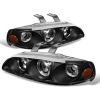 ACANII - For 1992-1995 Honda Civic Sedan LED Halo Black Housing Projector Headlights Headlamps, Driver & Passenge Side