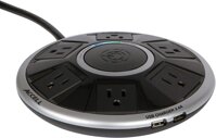 Accell Powramid Air Surge Protector - 2 USB Charging Ports (2.4A), 6 Outlets, 6-Foot Cord, 1080 Joules, ETL Listed - Black Grounded Extension Cord ...