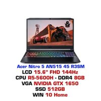 Acer Nitro 5 Gaming AN515 45 R3SM – R5 5600H – 8GB – SSD 512GB- GTX1650 – 15.6 inch FHD 144Hz