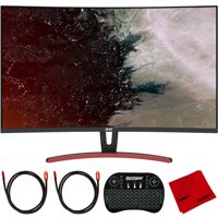 Acer UM.JE3AA.A01 Abidpx 32 inch QHD 144Hz Curved Monitor with Freesync Bundle with 2.4GHz Wireless Keyboard, 2X 6FT Universal HDMI 2.0 Cable and M...