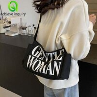 Achieve INQUID Canvas Túi đeo chéo Chữ đơn giản ngoài trời