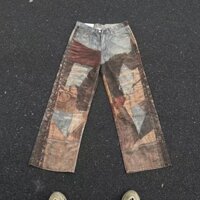 ACNE Alternative Style1981F Ink Spray Graffiti Vintage Loose Wide-Leg Casual Jeans3D Print Series Magic Pants