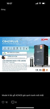 Acnos CB421 PLUS (loa 4 tất GIẢM HÚ ) HÁT RẤT NHẸ TIẾNG