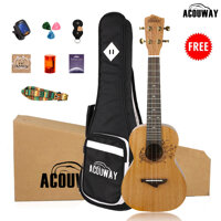 Acouway Đàn Concert Ukulele Bộ Khởi Đầu 24 Ukelele Hawaii Đàn Guitar Cổ Điển Gỗ Sapele/Gỗ Mahogany Thân Gỗ Hồng Sắc Ván Trượt Ngón Tay Với Giá Rẻ 8 Quà Tặng