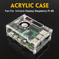 Acrylic Trong Suốt Ốp Lưng Có Quạt Làm Mát Cho Raspberry Pi 4B Màn Hình Hiển Thị 3.5 Inch