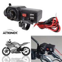 Actionok 10-24V Ổ cắm USB kép có đèn thuốc lá Đồng hồ đo điện áp kỹ thuật số Bộ sạc xe máy Công tắc BẬT / TẮT 3.4 Sạc nhanh 3.0